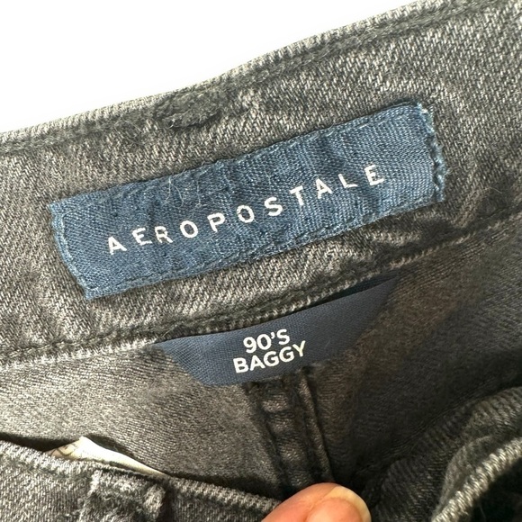 4 for $40 SALE! Aeropostale High-Rise Distressed 90s Baggy Jean, Black, Size 2R - Picture 7 of 13